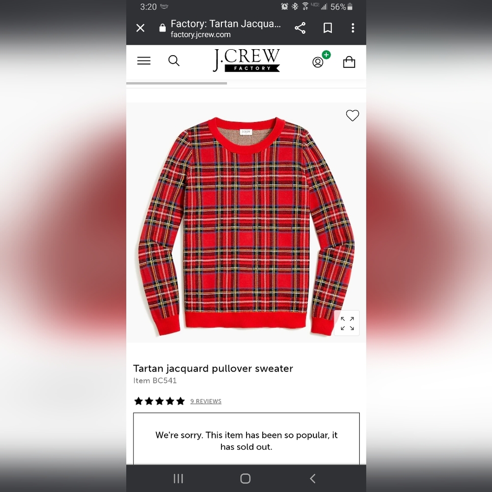 NWOT J crew tartan sweater